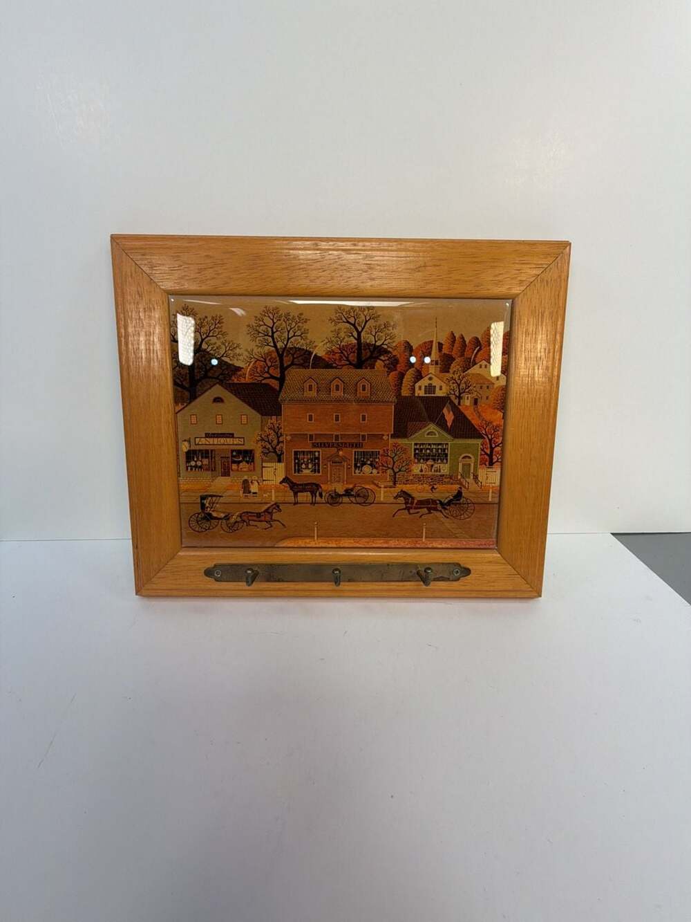 Charles Wysocki‎ Village Scene Wooden Wall Key Hook Holder
